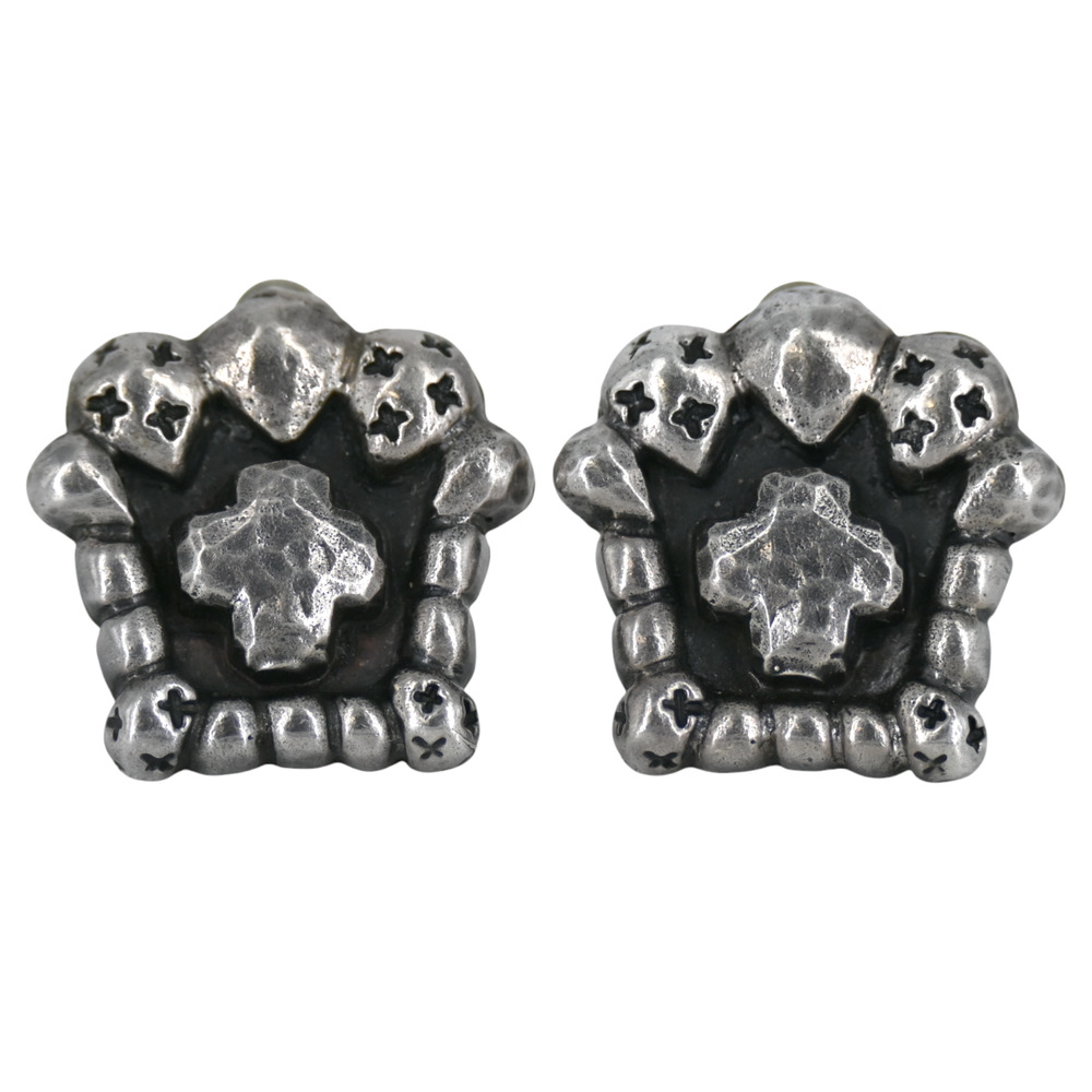 Dian Malouf Sterling Silver Hammered Cross Clip On Earrings